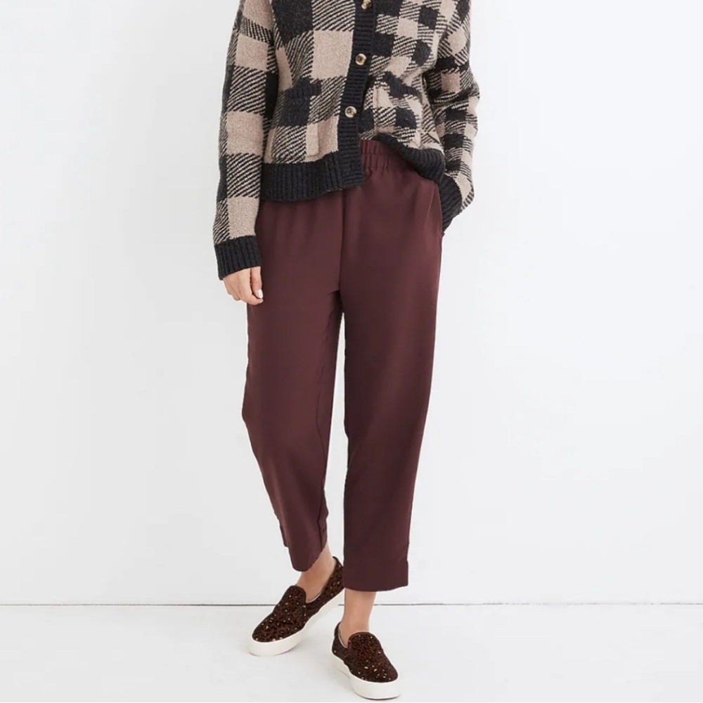 NWT Madewell Eggplant Purple Tapered Huston Pull-On Cropped Pant